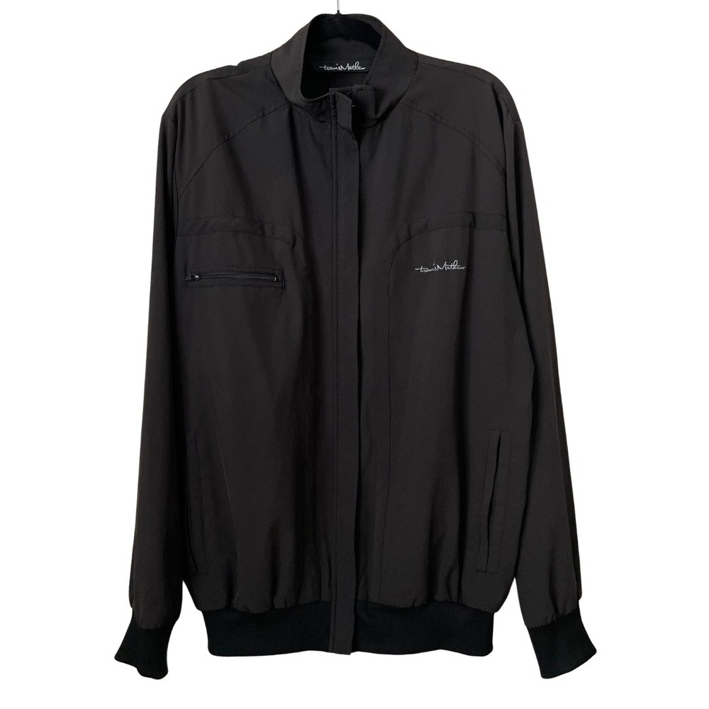 Travis‎ Mathew Jacket Mens Medium Black Full Zip Mock Neck Bomber Athletic Golf